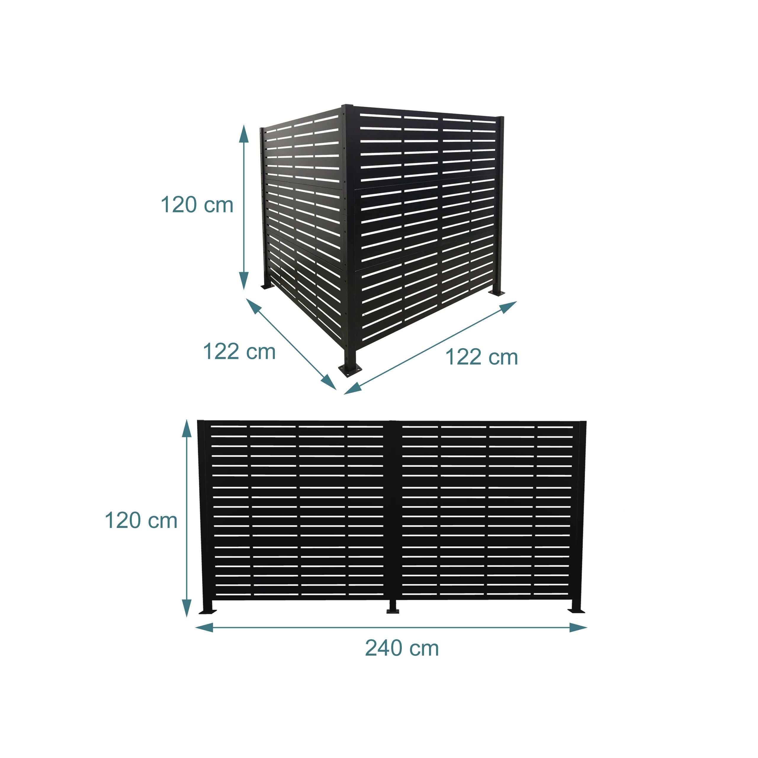 Relaxdays Cache-poubelles Line, Brise-Vue modulaire Noir, 2 Panneaux 140 x 240 cm