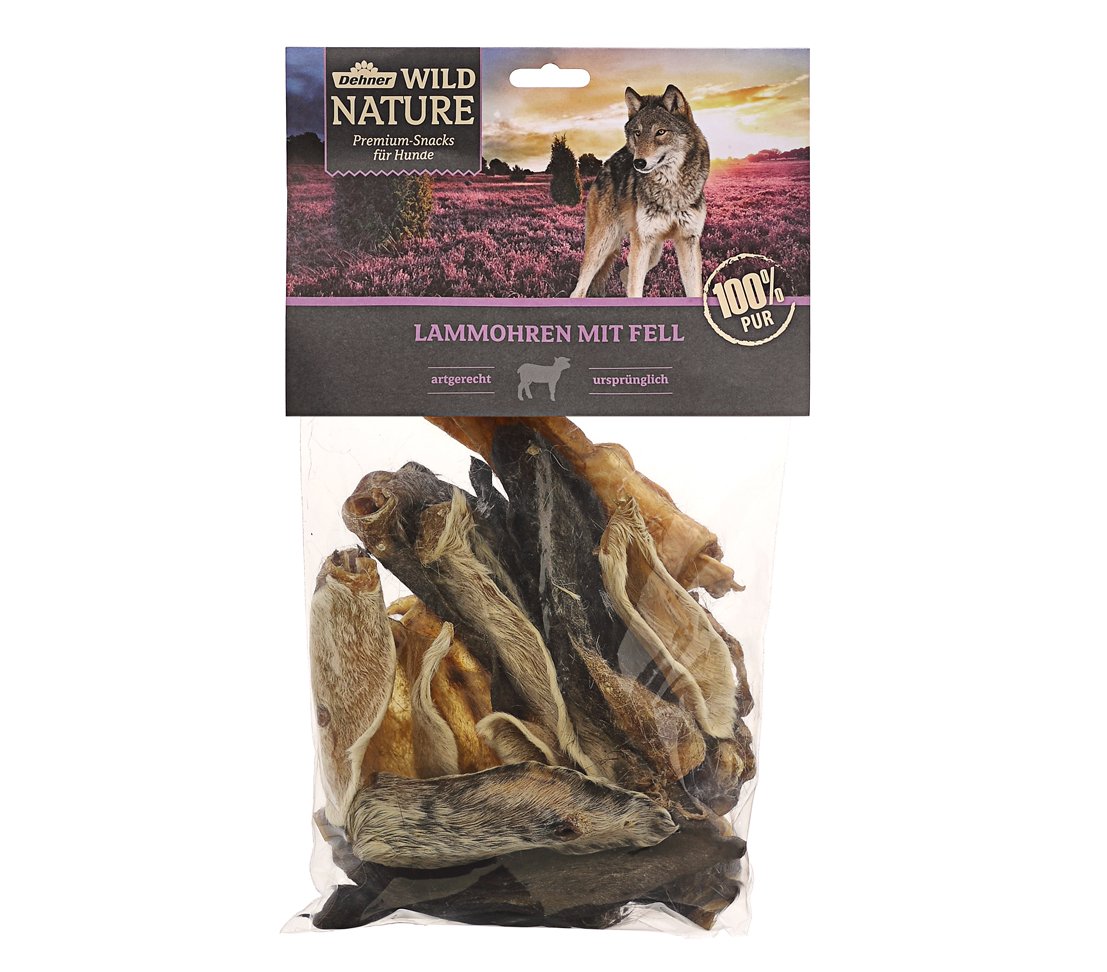 Dehner Wild Nature Chien à Oreilles avec Fourrure d'agneau, Naturel, 200 g