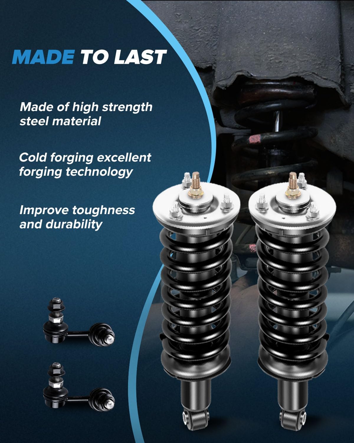 Front shock absorber for 2005-2012 for Nissan Pathfinder for Nissan Xterra front struts shock 2009-2012 for Suzuki Equator front struts Sway Bar Links 4 pck, 171103 K80470 K80471