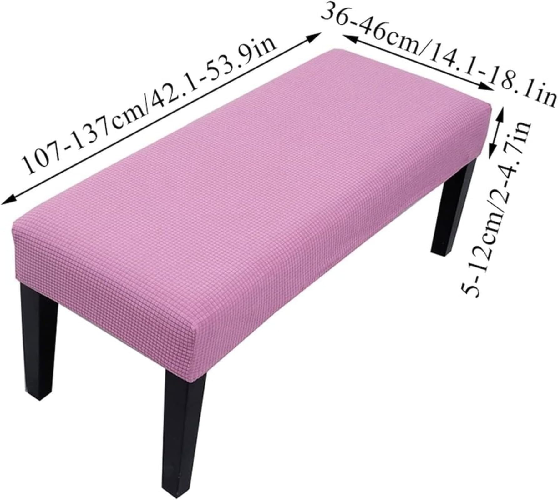 Jacquard Bench Cover,Solid Color Stretch Dining Bench Slipcover,Stretch Bench Seat Cover for Bedroom end of Bed Living Room (Purple Pink,M)