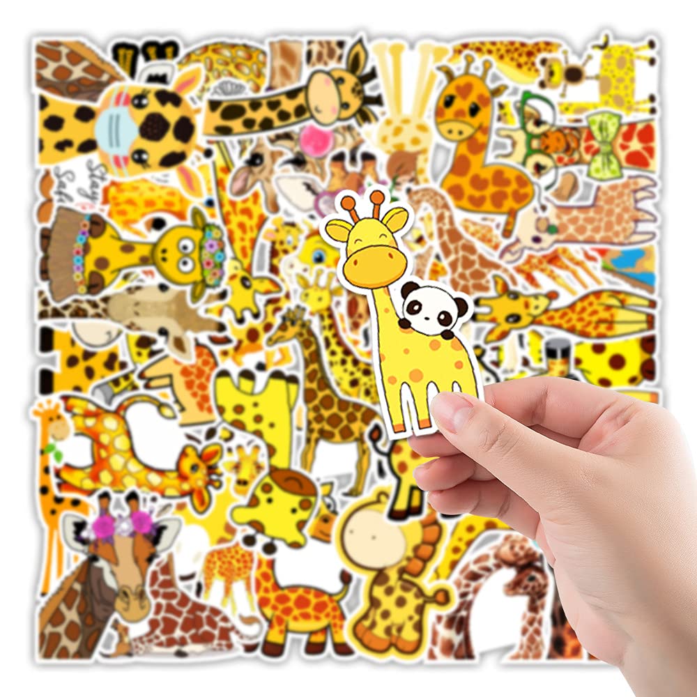 Cute Cartoon Giraffe Stickers 50PCS for Laptop Skateboard Water Bottle Phone Guitar Luggage Helmet Scrapbook Computer,Aesthetic Yellow Lovely Giraffe Waterproof Decals for Teens Kids Adults - Image 4