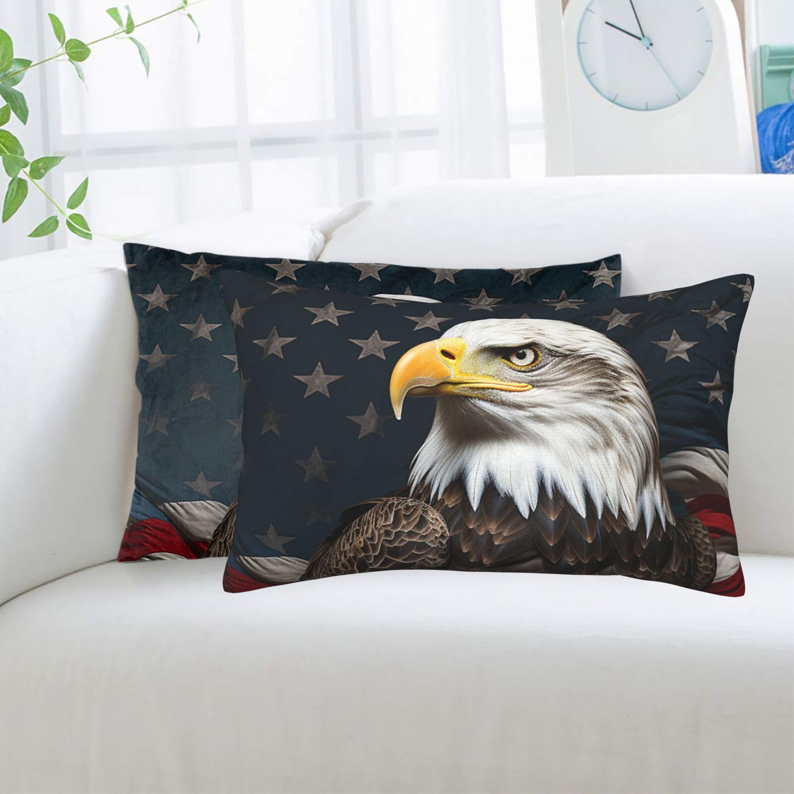 American Bald Eagle Standard Pillowcases Sets of 2, Ultra Soft Microfiber Plush Pillow Cases 14"X20" Comfort Decorative Throw Pillow Cover with Hidden Zipper for Bedroom, Sofa, Couch