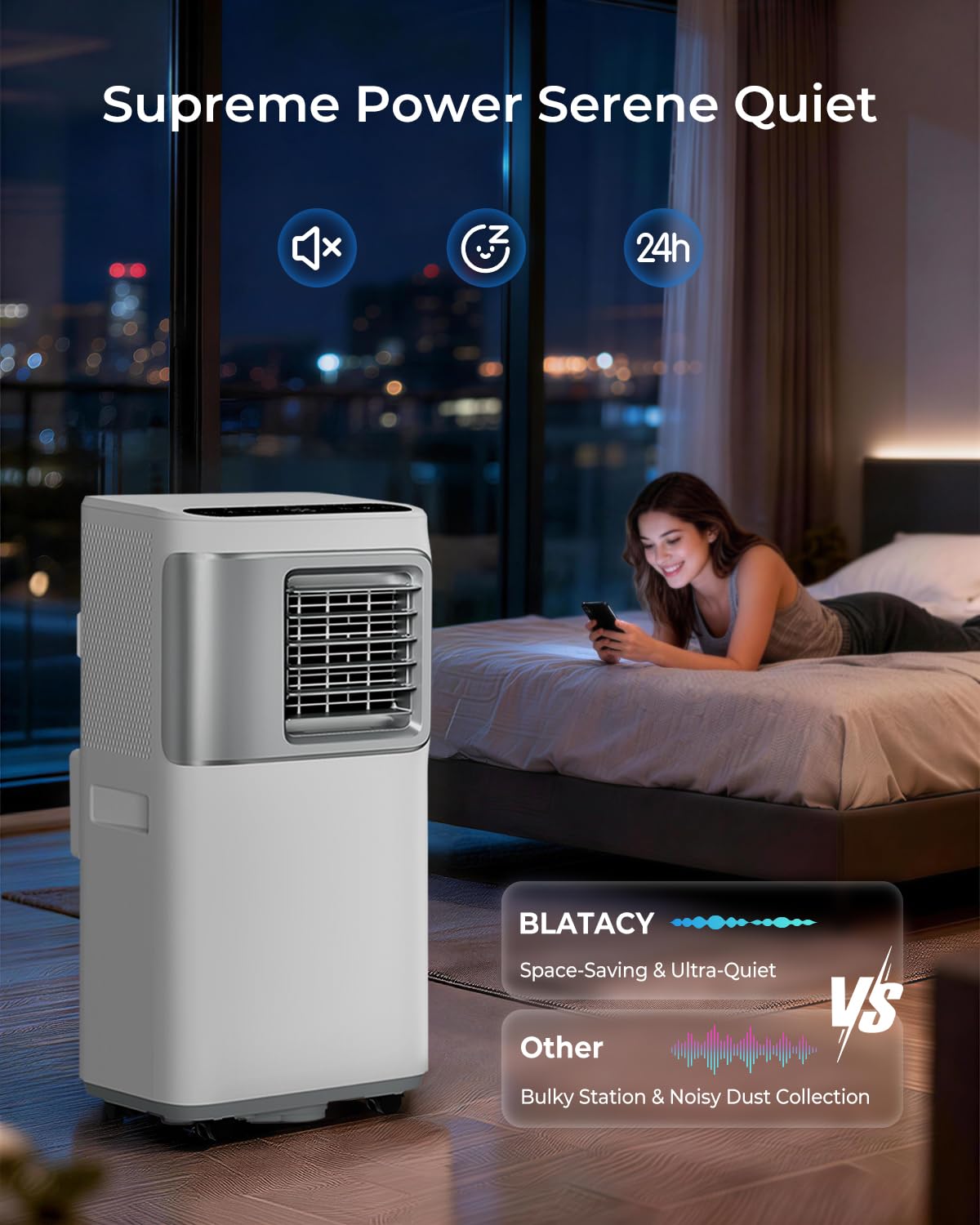 Przenośna klimatyzacja 16000 BTU do dużych pomieszczeń do 750 m², inteligentny klimatyzator 5 w 1 z WiFi/pilotem zdalnego sterowania, szybkie chłodzenie, osuszacz powietrza i