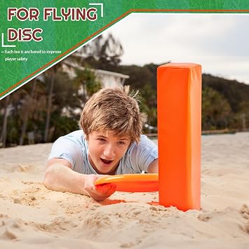 Deekin 8 Pcs Football End Zone Pylons Anchorless Pylon Markers Sand Weighted, Regulation 18 x 4 x 4, Orange