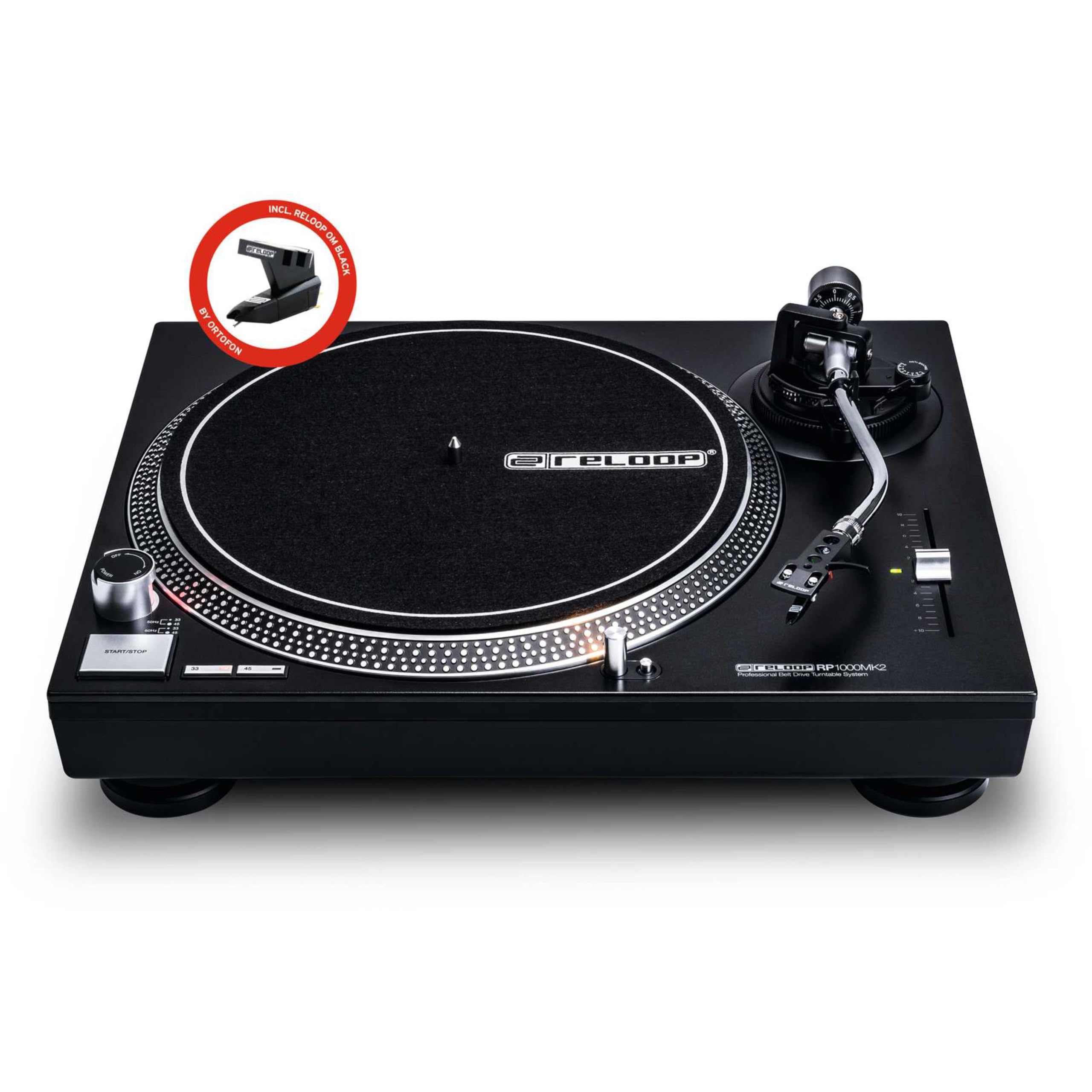 Reloop RP-1000 MK2 | Hifi/DJ Belt-Drive Pikap/Turntable, Ortofon OM Black Pikap İğnesi ve Headshell ile Birlikte