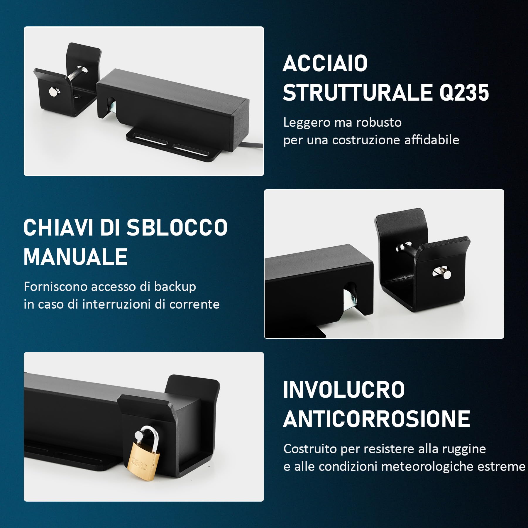 CO-Z Serratura Elettrica 24V DC per Motore Cancello Battente, Serratura Automatica Telecomandata IP55 in Acciaio Q235, Elettroserratura ET24 per Automazione Cancello Esterno Porte