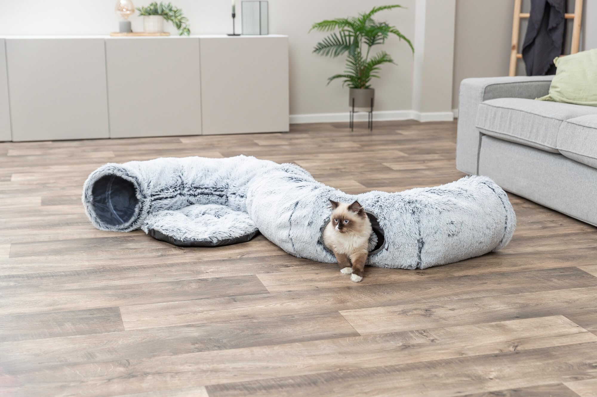 TRIXIE Tunnel réglable pour Chat Harvey – Gris – ø 25 × 160 cm