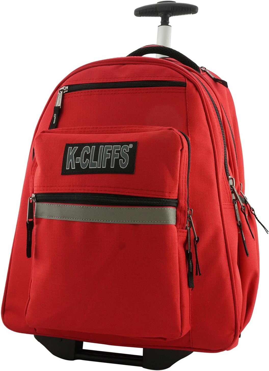 (Red) Heavy Duty Rolling Backpack School Backpack with Wheels Deluxe
