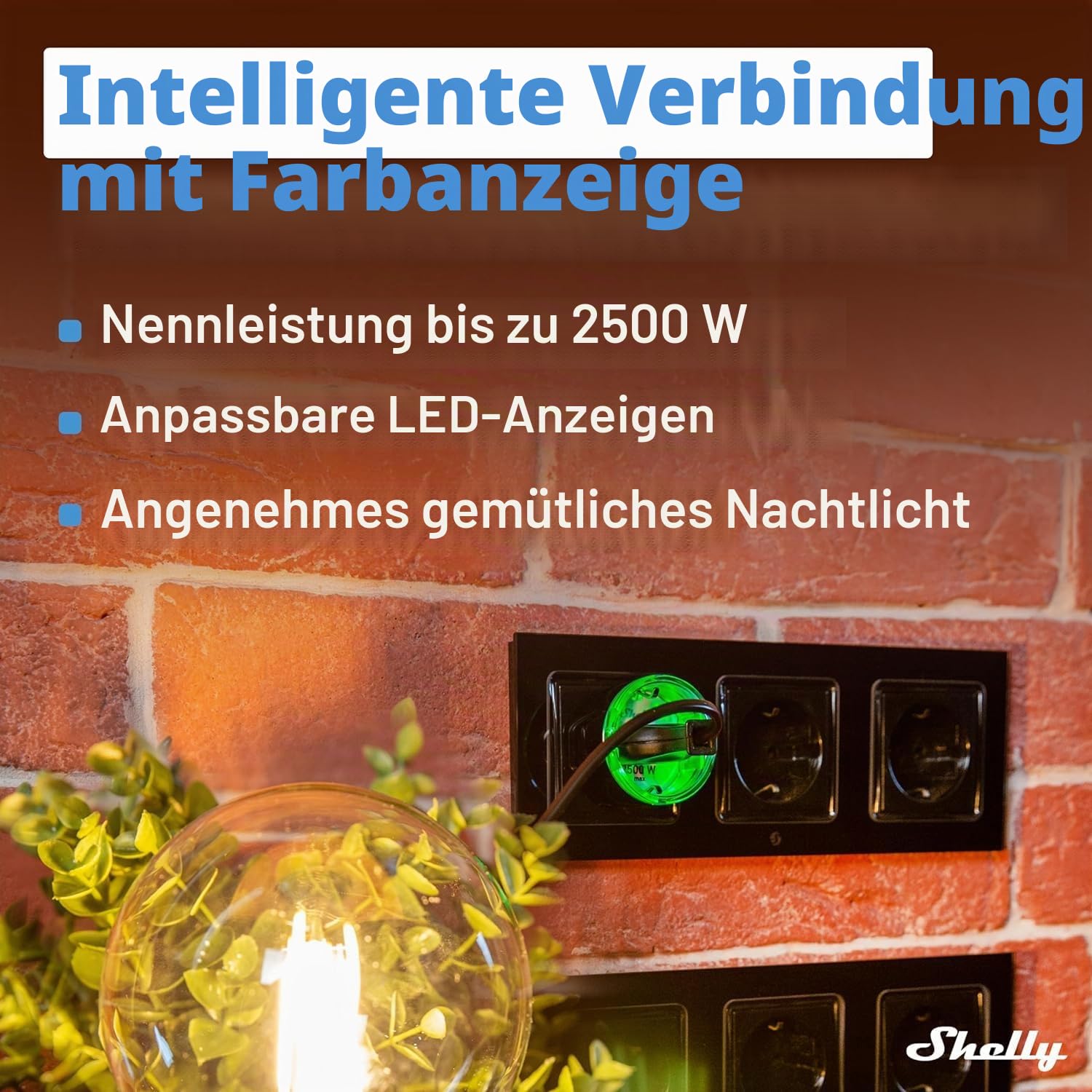 SHELLY WLAN-Steckdose Plus Plug S, 12 A, Messfunktion, schwarz. 5 Stück