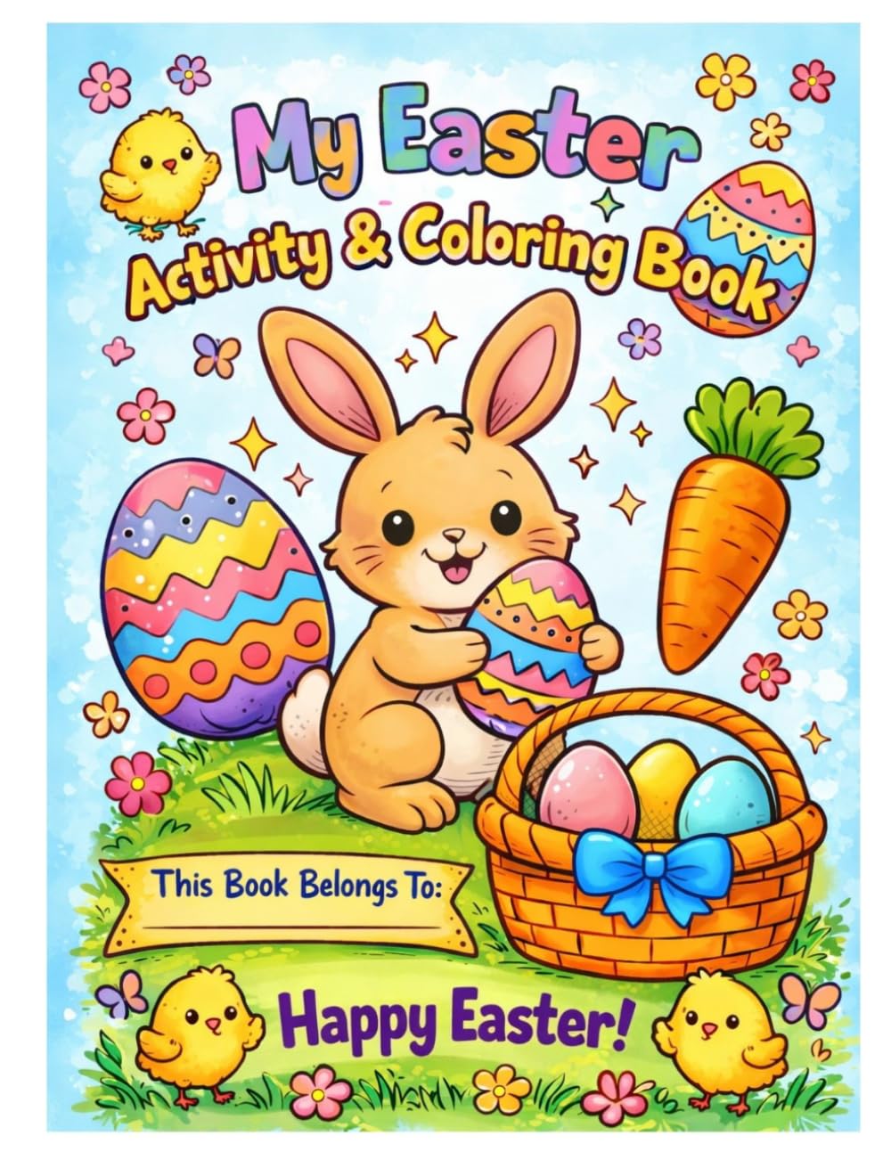 My easter activity & coloring book.: Fun Mazes, brain teasers & Cute Easter Coloring Pages for Kids Ages 3–7