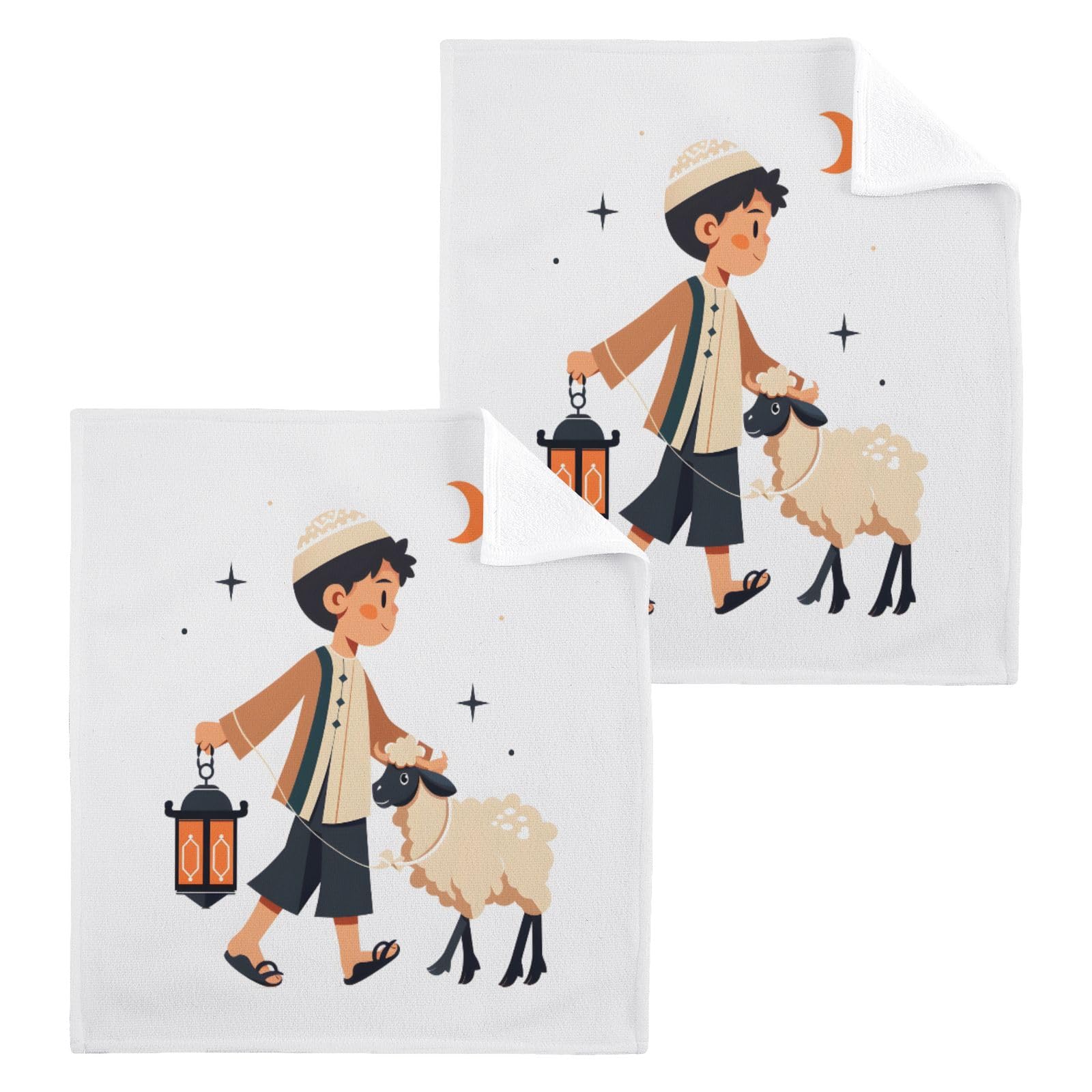 Cotton Wash Cloths Set Face Cloths Washcloth Small 4 Pack Sheep Anime Absorbent Soft Fingertip Towels 12 x 12 Inches
