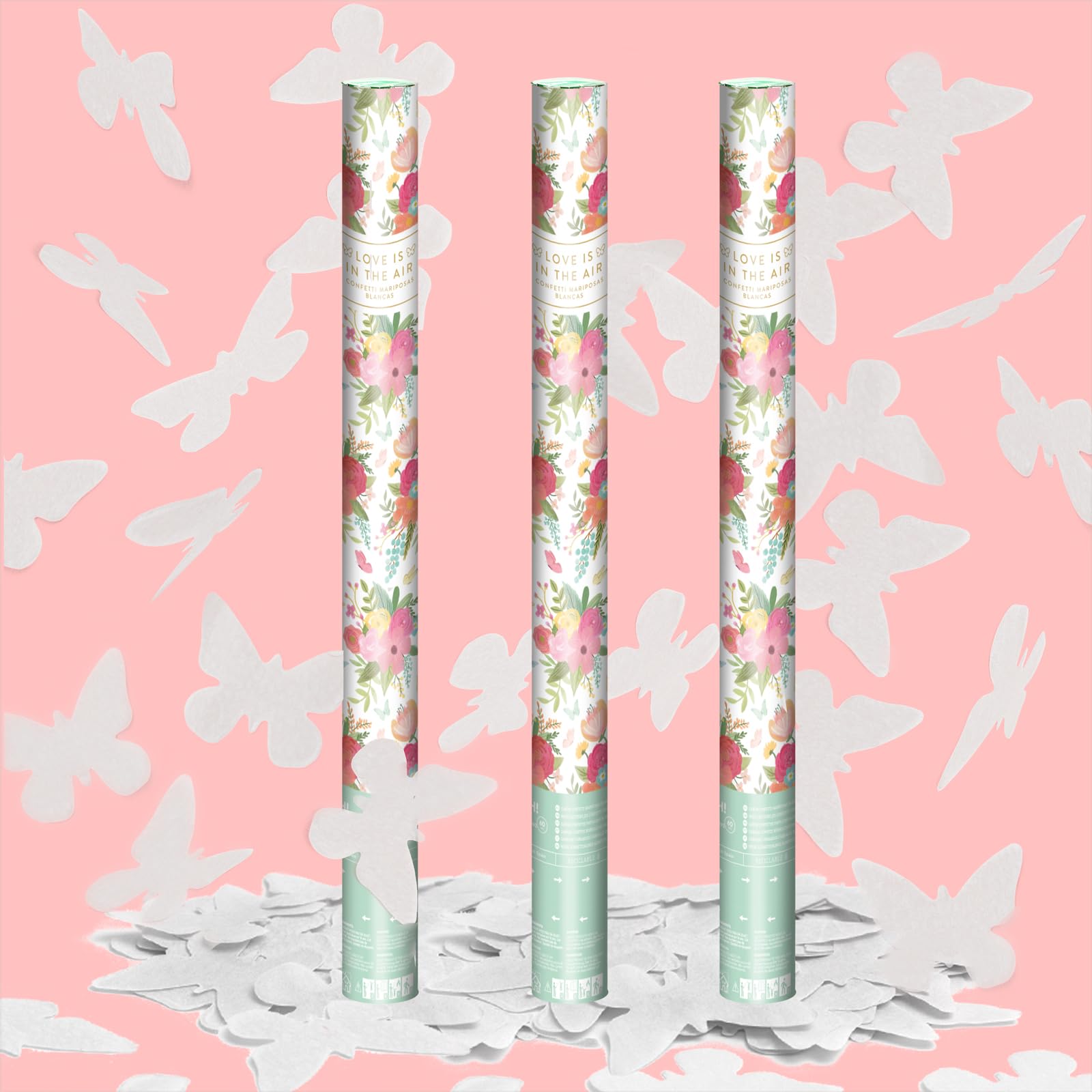 OH YEAH - 3 Uds - Cañón Confeti 60 cm - Confeti - Boda - Fiesta - Eventos - Cañón Fiesta 60 cm - FÁCIL USO