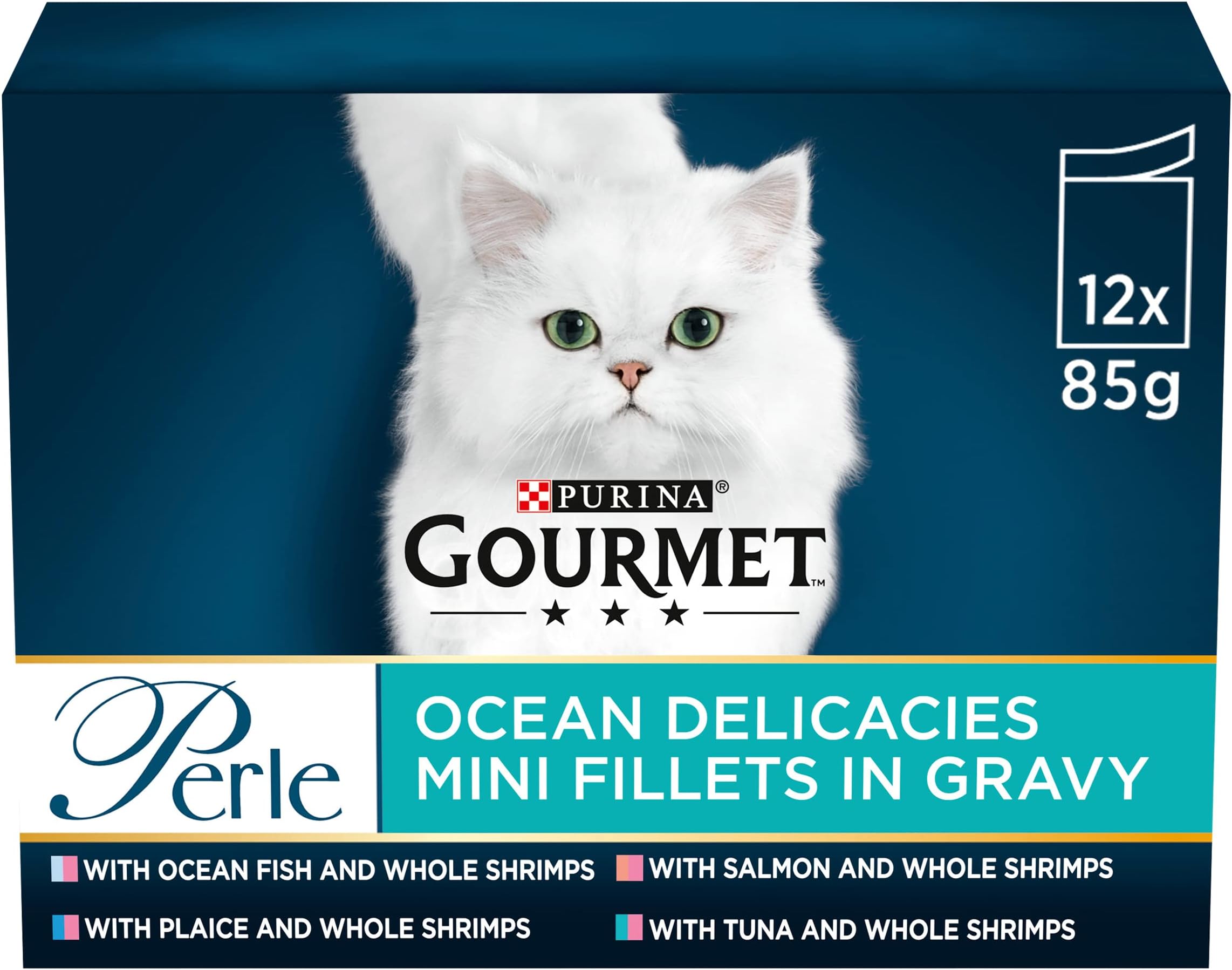 GOURMET Perle Ocean Delicacies in Gravy Wet Cat Food 12x85g (Pack of 4)