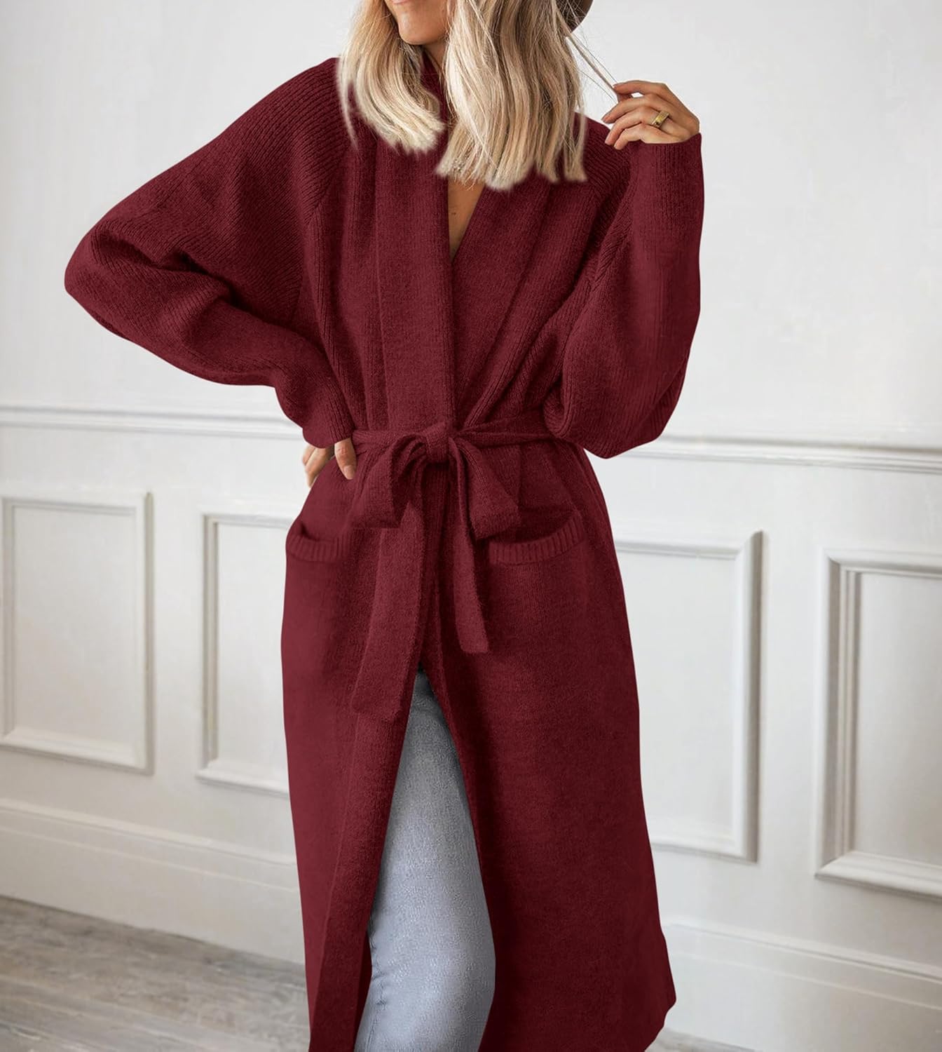 MASCOMODA Long Chunky Cardigan Sweaters for Women Open Front Oversized Casual Knit Spring Coatigan Jackets Winter Coats 2026 - Image 3