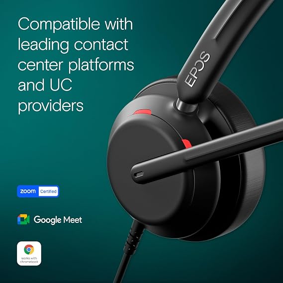 EPOS Impact 760 Office Headset: Premium double-sided noise cancelling USB-C headset, adaptive beam-forming microphone, AI, ActiveGard protection, visibility, leatherette ear pads for all-day comfort