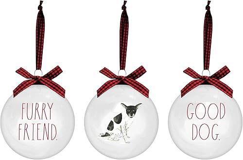 Miniatura 9 de Rae Dunn Adornos de Navidad – Juego de 3 bolas de cristal rojo – Live, Laugh, Love – 3.937 in / 3.94 pulgadas / 3.94 pulgadas grandes colgantes