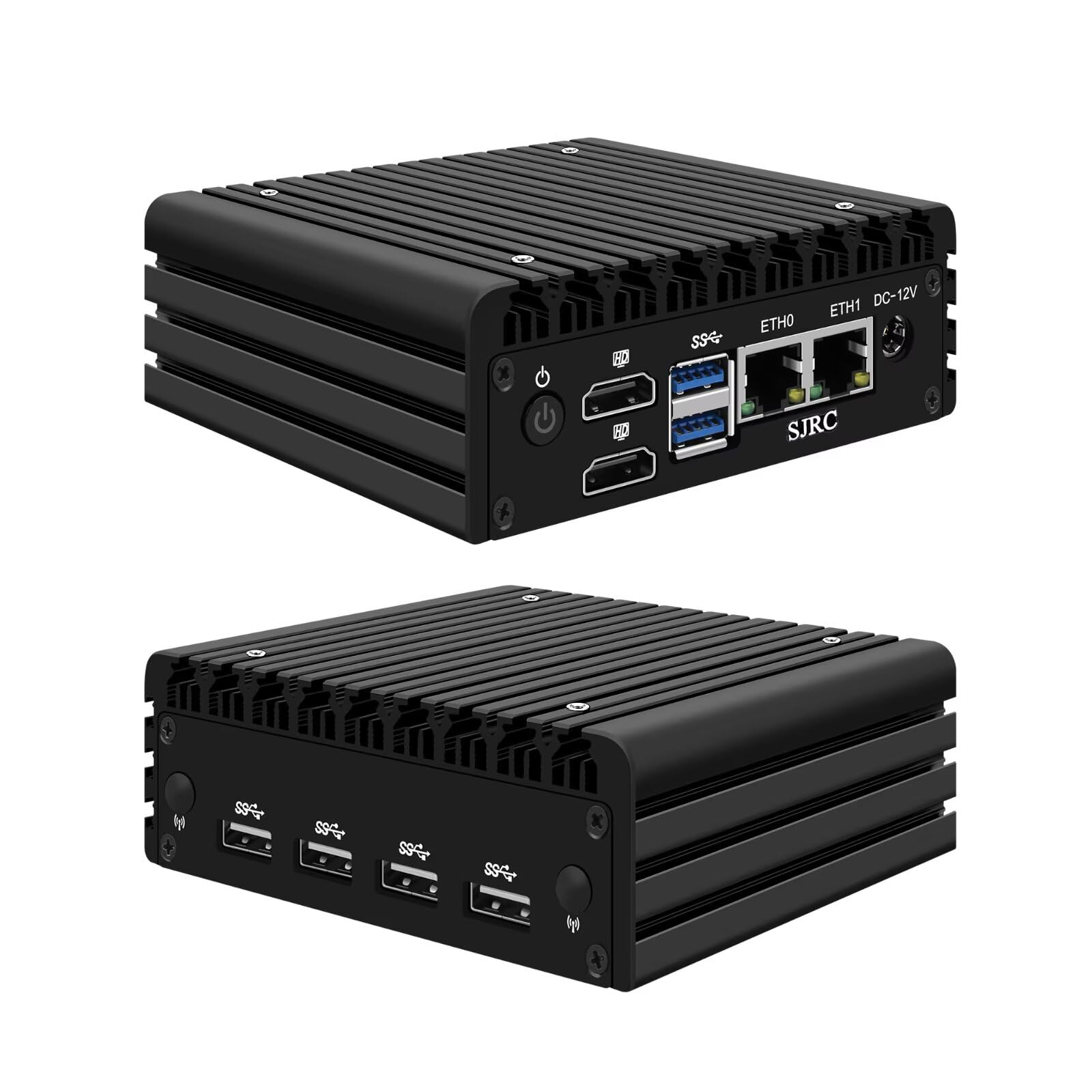 SJRC X86 P6 Mini PC sans ventilateur N150, 2 ports i226-V 2,5GbE LAN Micro Firewall Appliance Dual 4K HD, PC compact Win 11 Pro, DDR5 16 Go RAM 128 Go SSD, USB 3.2, pour bureau à domicile