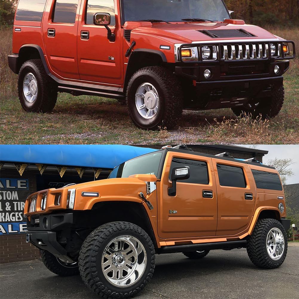 Full White LED Side Marker Lights Compatible With Hummer H2 2003 2004 2005 2006 2007 2008 2009 H2 Front & Rear Sidemarker Fender Lamps