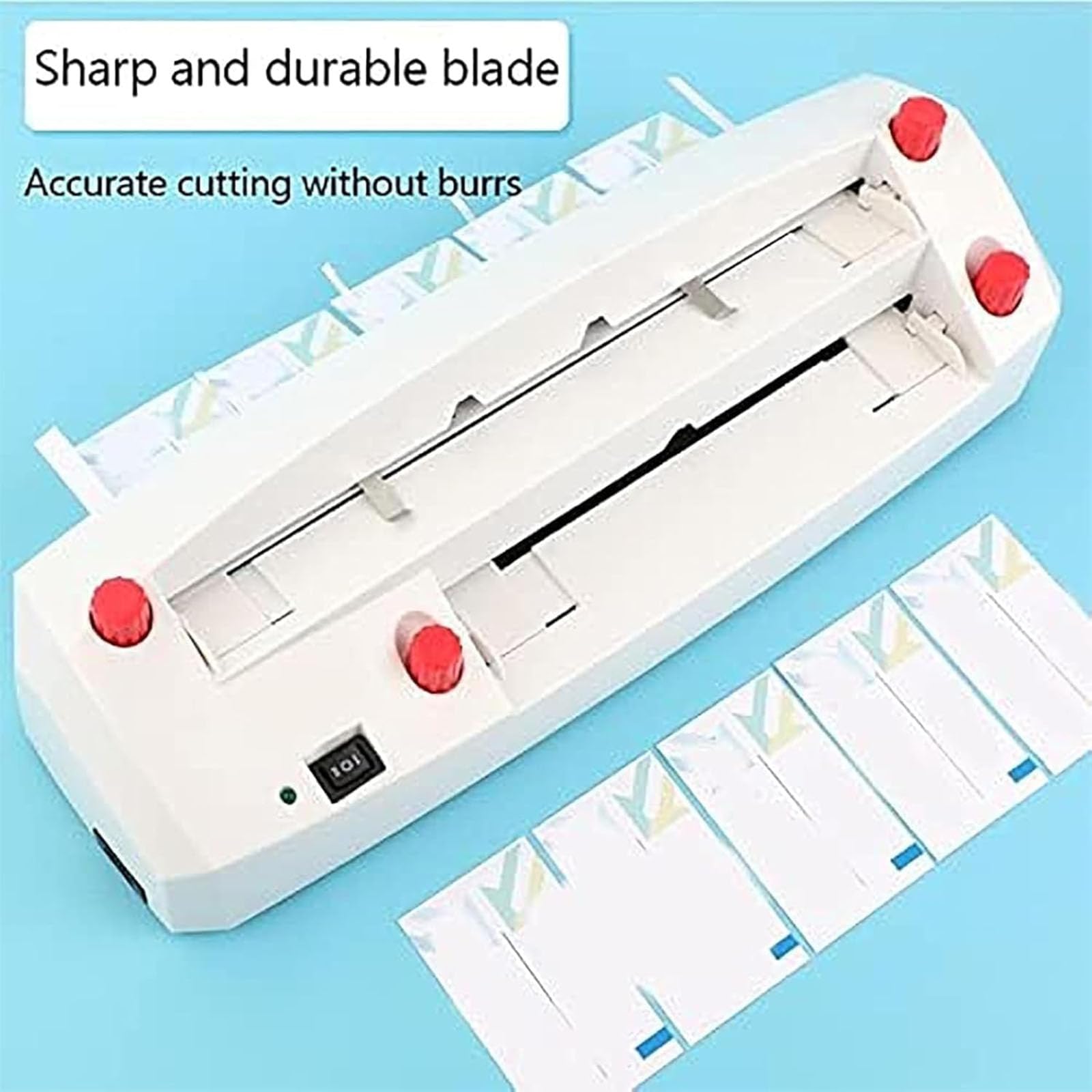 Cortador de papel eléctrico, cortador eléctrico de tarjetas de visita con sistema de 9 hojas, placa de posicionamiento ajustable de 1 a 18 mm, cortador de papel para papel (195-212) x 297 mm, para