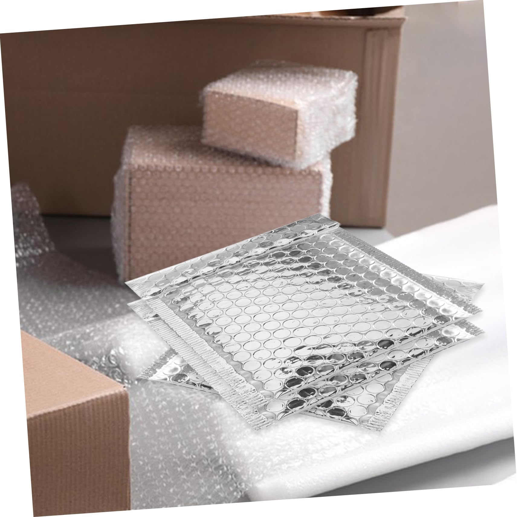 Alipis 100 Enveloppes Bulle Argentées Rembourrées en Matériau Synthétique, Pochettes à Fermeture Automatique, pour Bureaux et Écoles, Pack de 100 Pièces