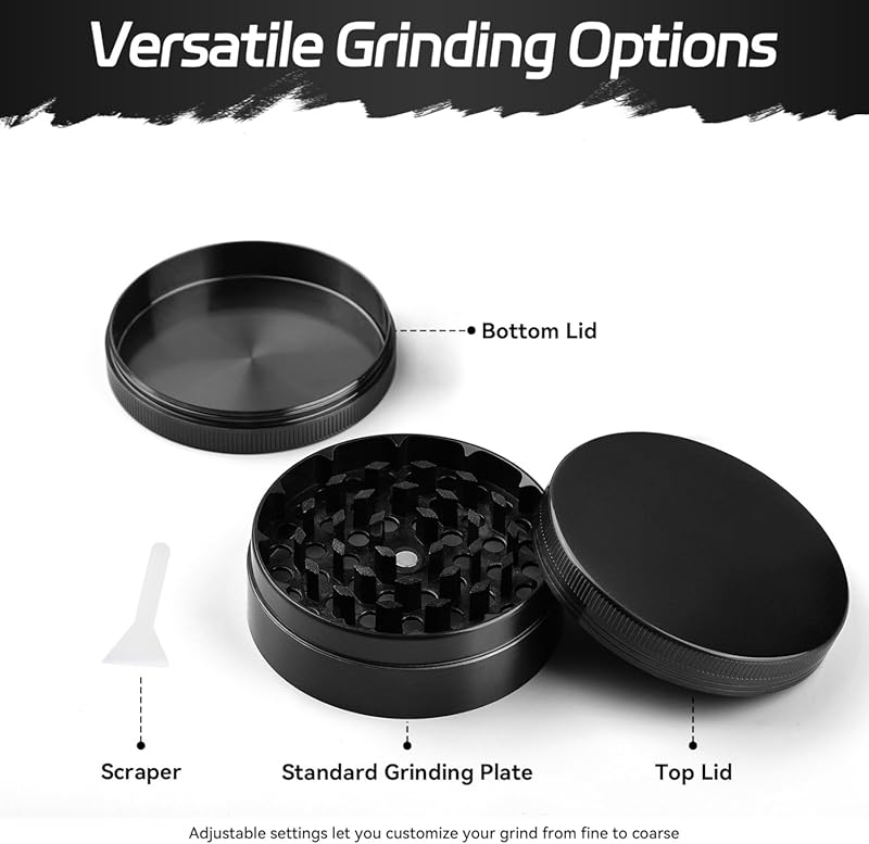 HNYYZL 2.5'' Spice Grinder Heavy-Duty Zinc Alloy, Smooth Grinding for Kitchen (Black)