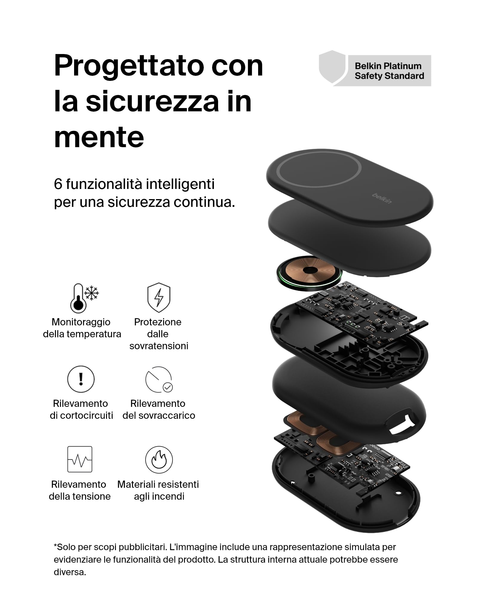 Belkin BoostCharge Caricabatteria magnetico pieghevole 2 in 1 con Qi2 15W, Caricatore wireless compatibile con MagSafe, ricarica rapida per Apple iPhone 17, iPhone Air, Pixelsnap, alimentatore - Nero