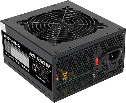 ESGAMING 650W Non Modular Power Supply with Low-Noise 120mm Fan ATX PSU, 115/230 Voltage Switch PFC Protection
