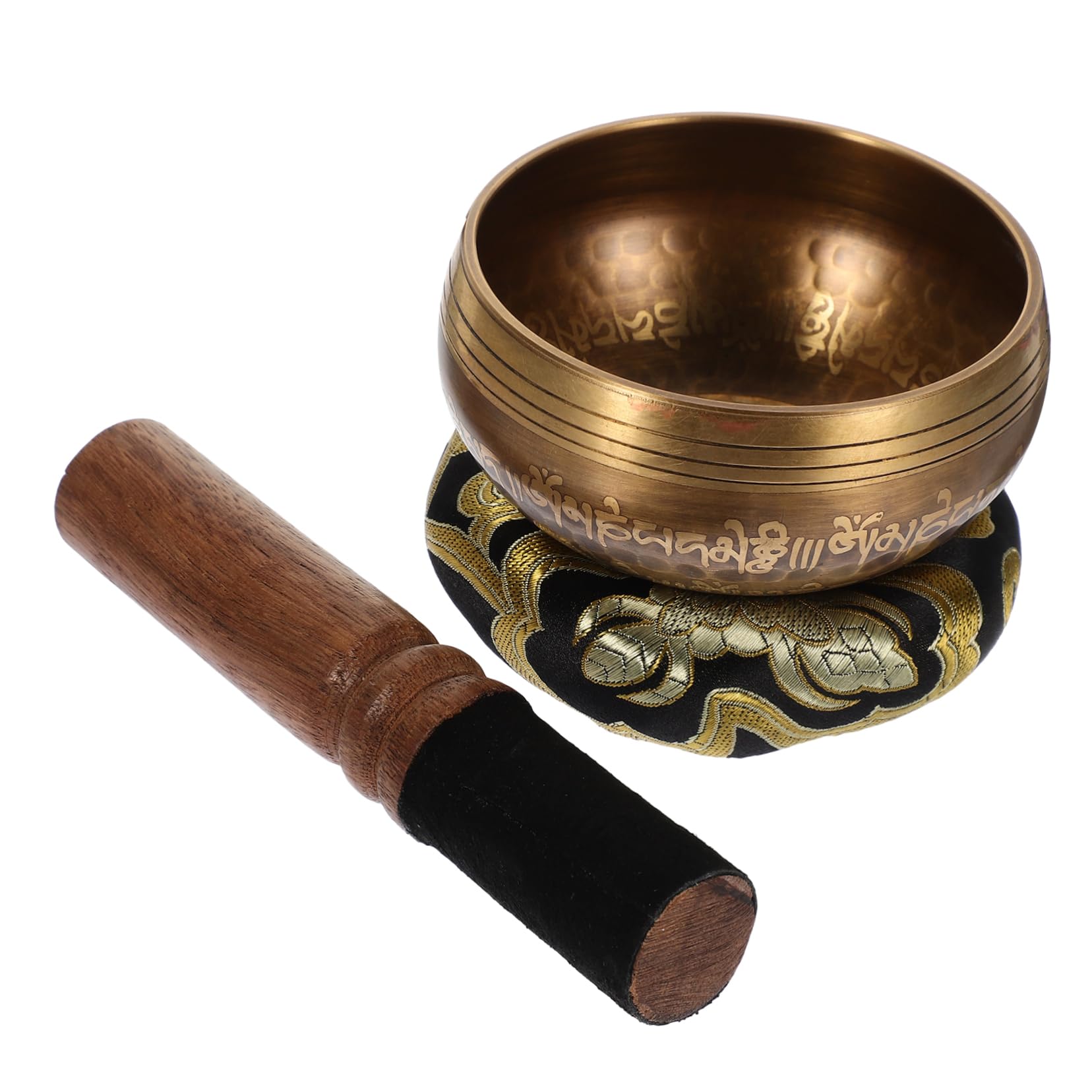 ifundom Campane Tibetane 7 Chakra, Ciotola Tibetana 9cm in Rame, Set da Meditazione Bacchetta in Pelle e Anello, Leggera e Portatile per Yoga Colore Casuale