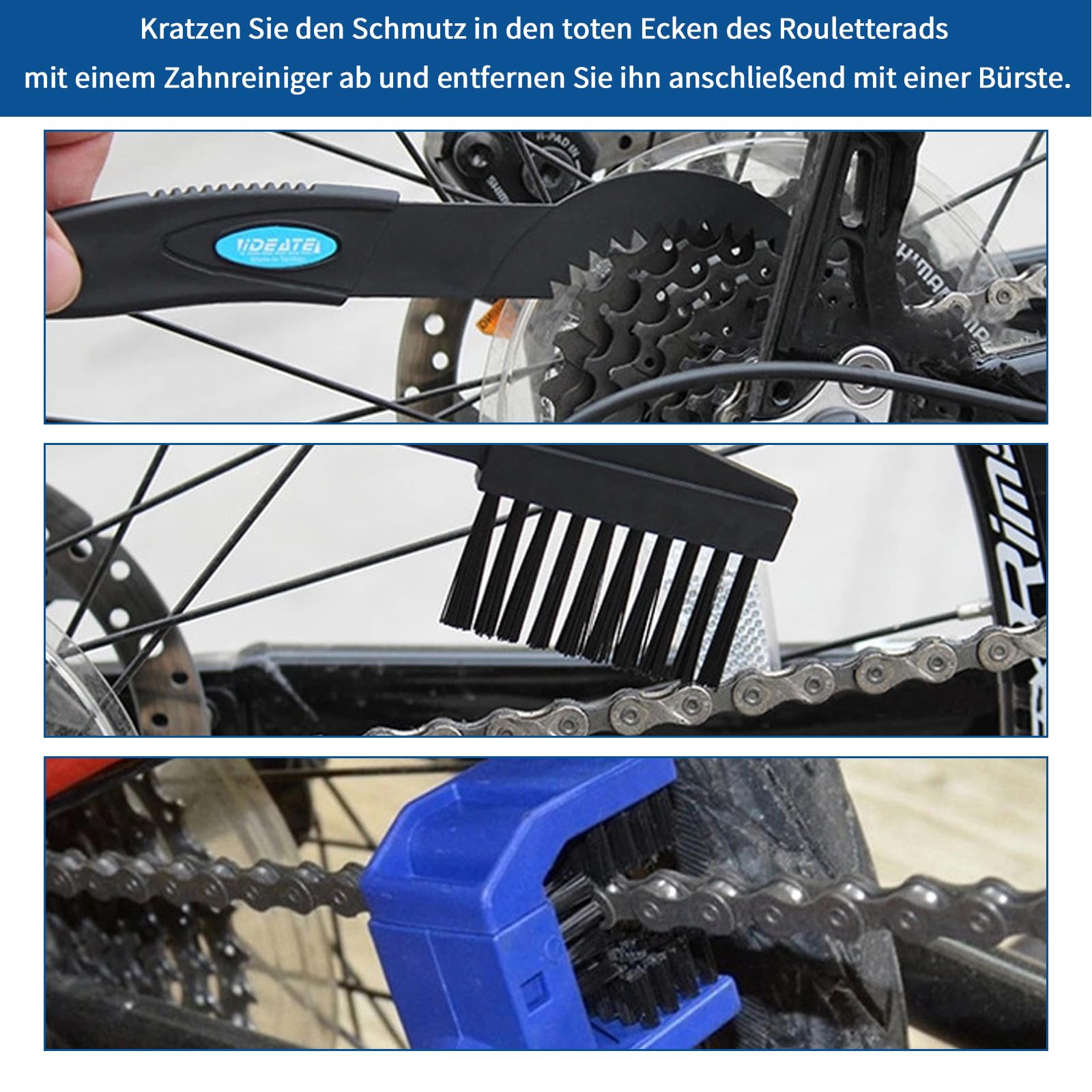 Szczotka do czyszczenia łańcuchów motocyklowych, urządzenie do czyszczenia łańcuchów ze szczotkami do czyszczenia, czyści łańcuch ze wszystkich stron i oczyszcza go ze starego oleju i brudu