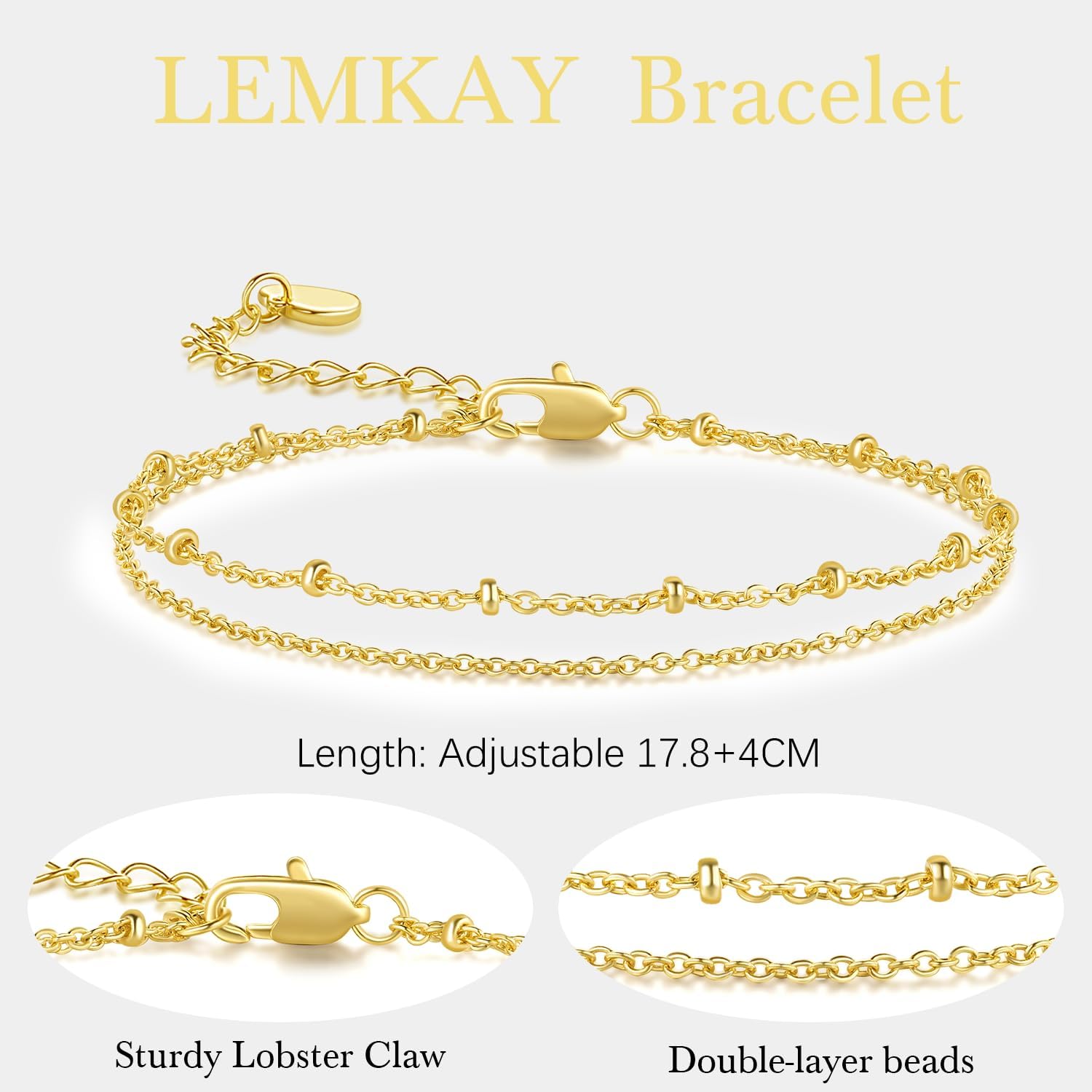 Gold Bracelets for Women 14K Gold Bracelets for Women Chain Bracelet for Womens Double-Layer Chain Design Layered Bracelet for Womens - Image 6