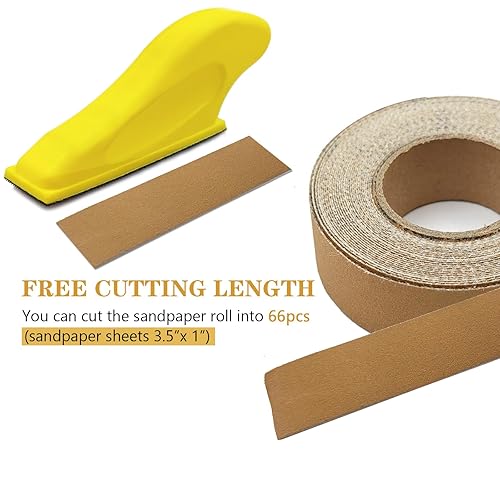 Miniatura 4 de Kit de lijadora de mano, papel de lija micro lijadora de 1 pulgada, 240 granos de papel de lija de aro y bucle con 1 herramienta de lijado de