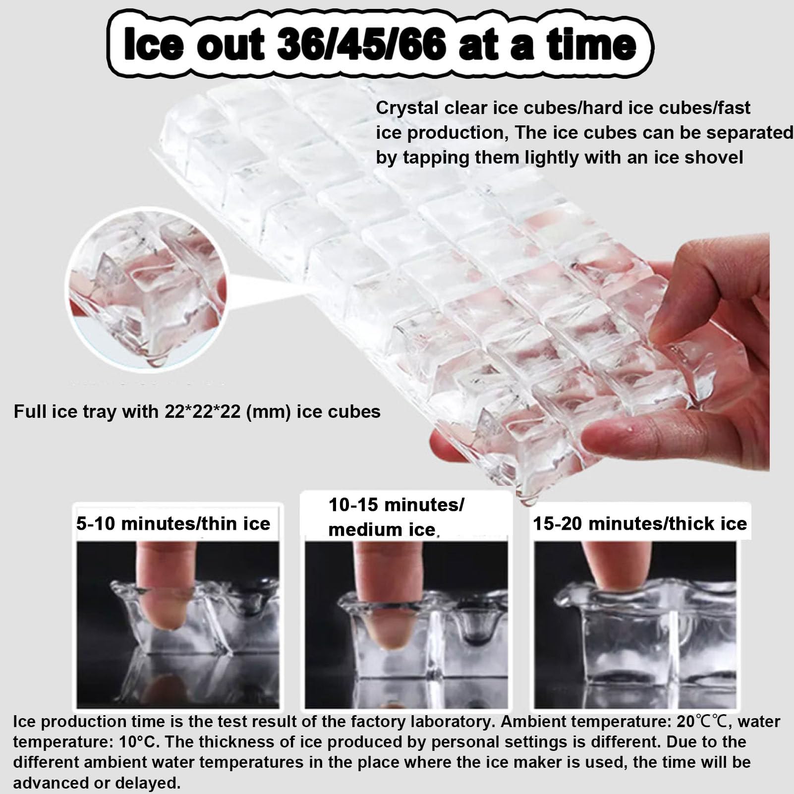 Máquina de hielo comercial, máquina para fabricar hielo industrial, máquina de cubitos de hielo de acero inoxidable independiente con capacidad de almacenamiento de hielo de 15 kg, para bares,55KG/24H