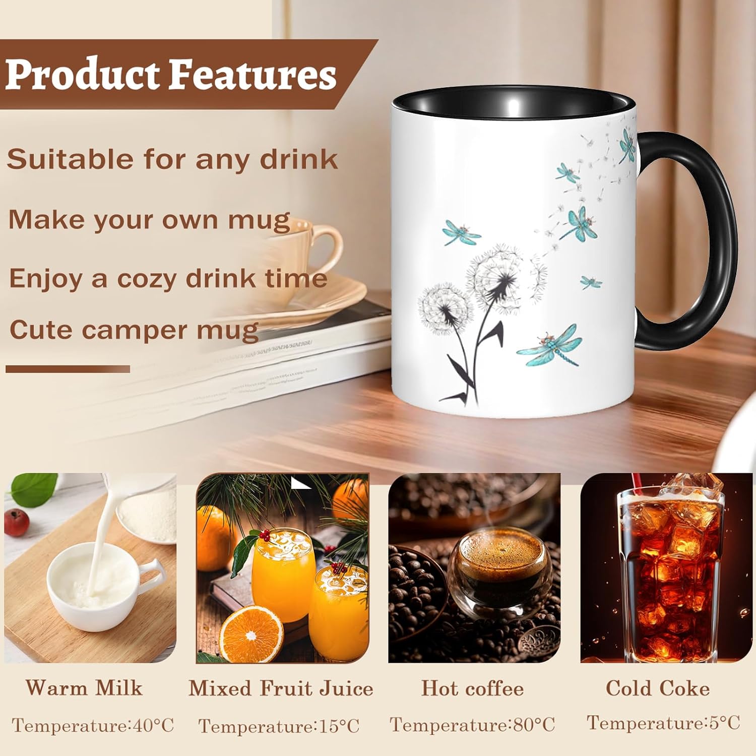 Dragonfly Coffee Mug Cup, Dragonfly Gifts for Women Men - Image 3