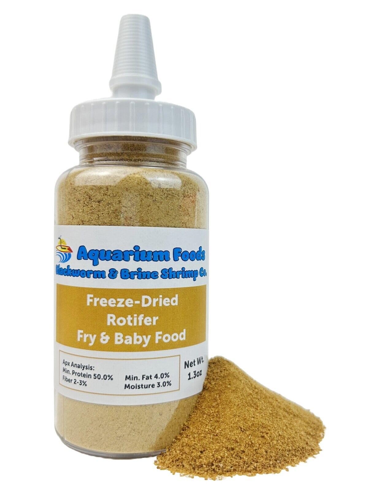 Aquatic Foods Inc. Rotifers Powder-Micro Bits Fry & Baby Food, for Freshwater & Marine Fish, Corals, Anemones, All Tiny Nano Fish, Fry & Babies, 1.3oz