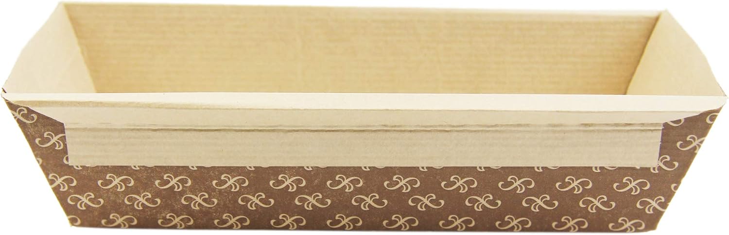[30 Pack] 1 LB Kraft Paper Bread Loaf Pan Disposable Corrugated Recyclable Bakery Pastry Rectangle Pans with Artisan Print for Baking, Microwave Freezer and Oven Safe