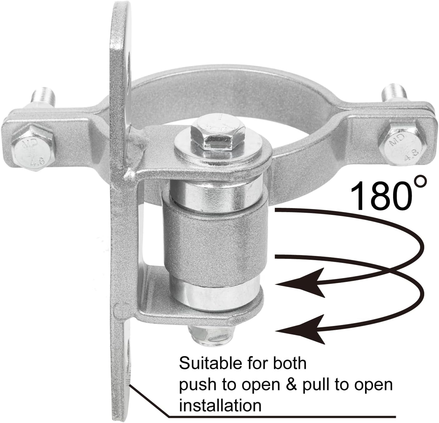 Heavy Duty 4" Round Bolt-On Sealed Bearing Industrial Metal Gate Hinges for Large Heavy Driveway Gates Up to 1100 Pounds, for Round to Square Post CI2051 Gate Hinges (Sold as a Pair)