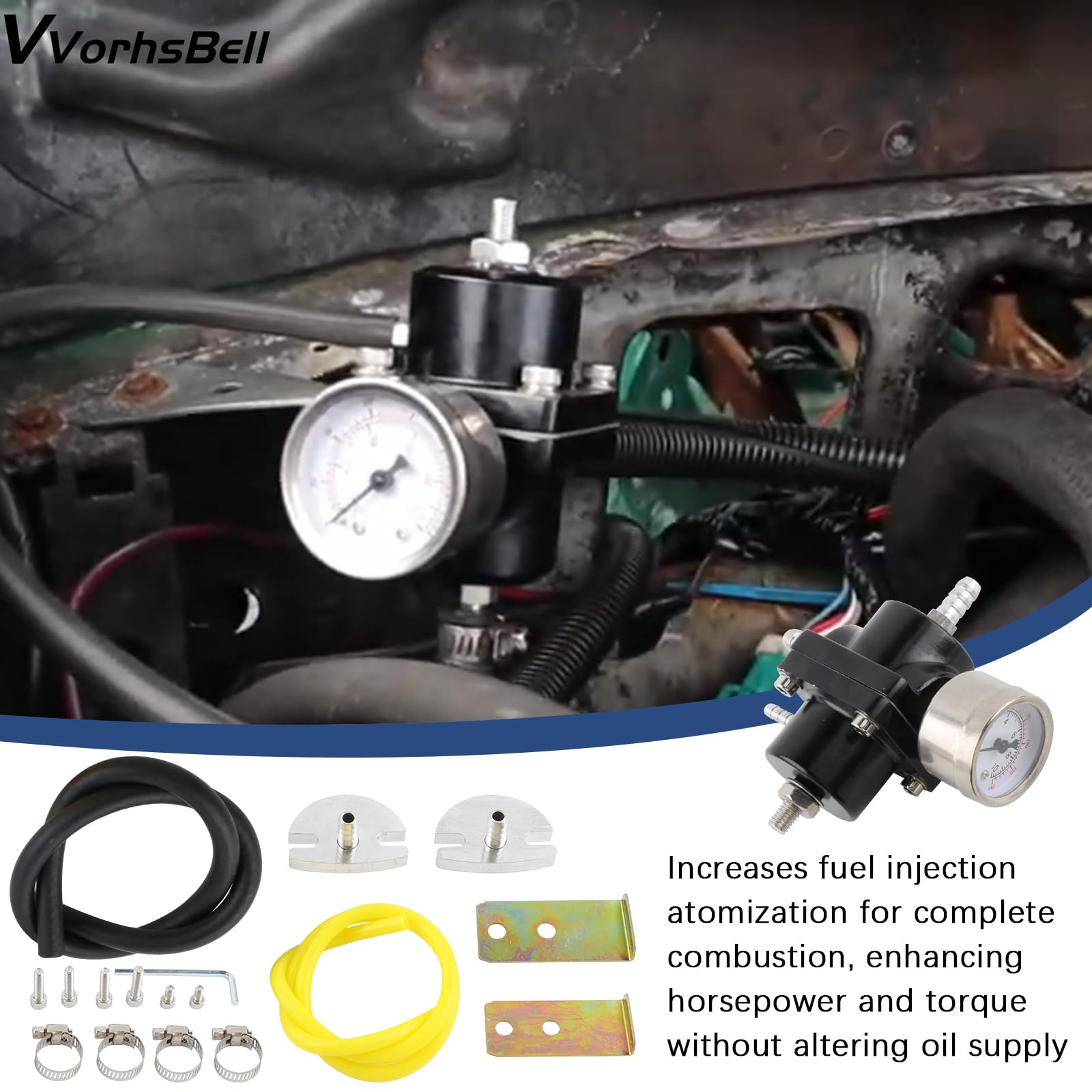 Regolatore di pressione per carburante, regolabile 0-140 PSI, in alluminio, universale, regolatore di pressione della benzina, in lega con manometro