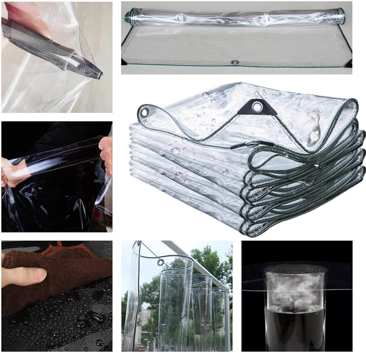 Pergola Transparent Tarpaulin Side Panels, Waterproof Clear Tarp Curtains with Zip Doors, Gazebo Carport Porch Patio Tarp Cover Sheet, Outdoor Rain Curtains, with Grommets,L×H-1x1.5m/3.3x4.9ft