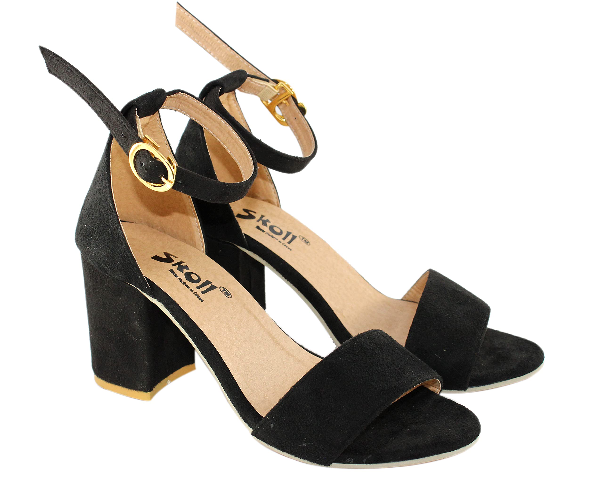 SKOLL Women Black Suede Block Heel Fashion Sandals 36 (B091F3DD8K) Amazon Price History, Amazon Price Tracker