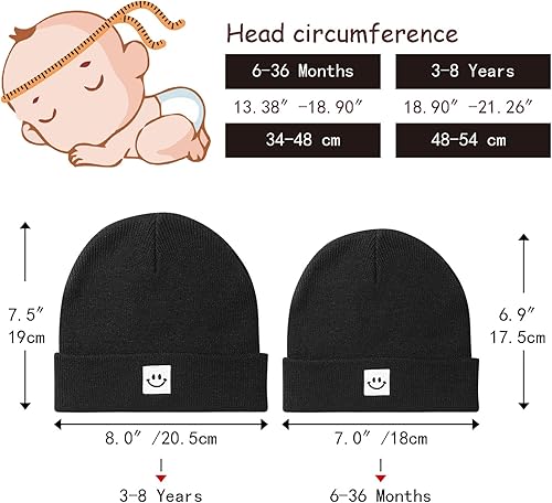 Miniatura 5 de Paladoo - Gorro de punto tipo beanie para bebé con cara linda para niñas y niños de 0 a 7 años