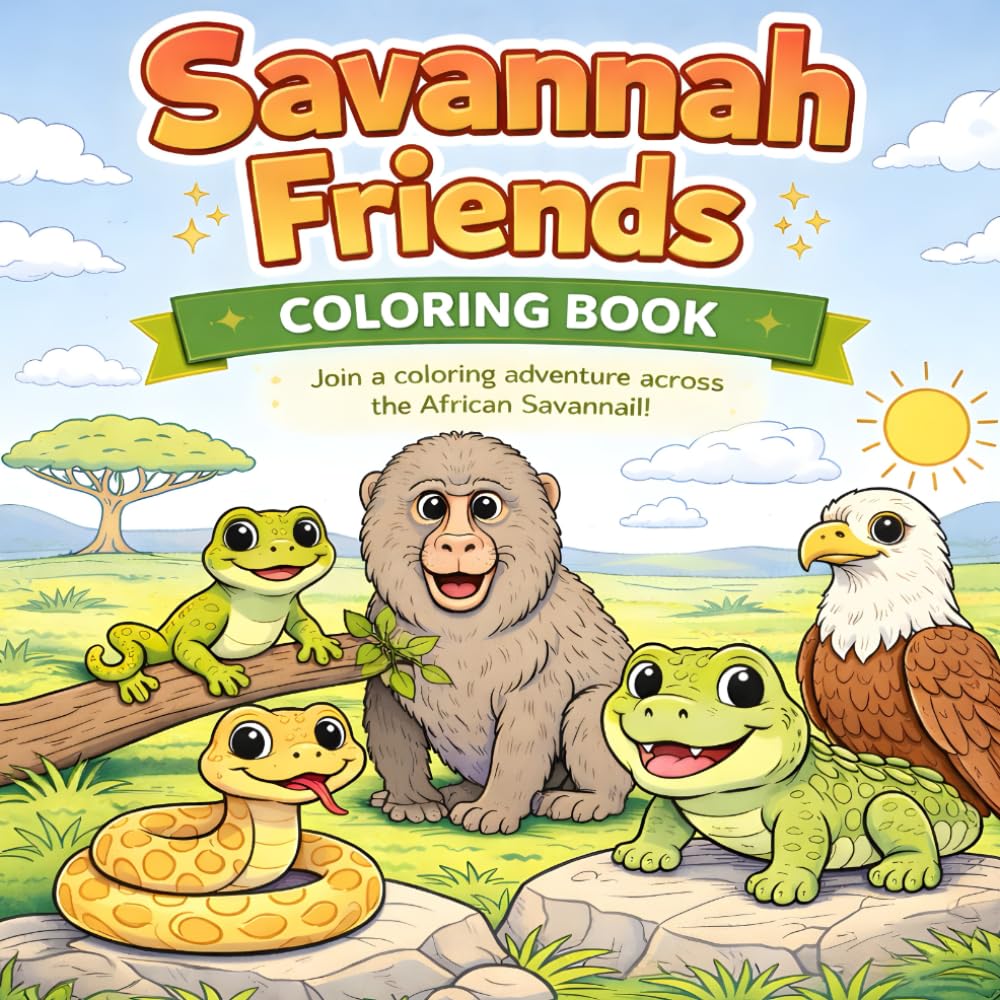 Savannah Friends Coloring Book For Kids: A Coloring Adventure Across the African Savannah