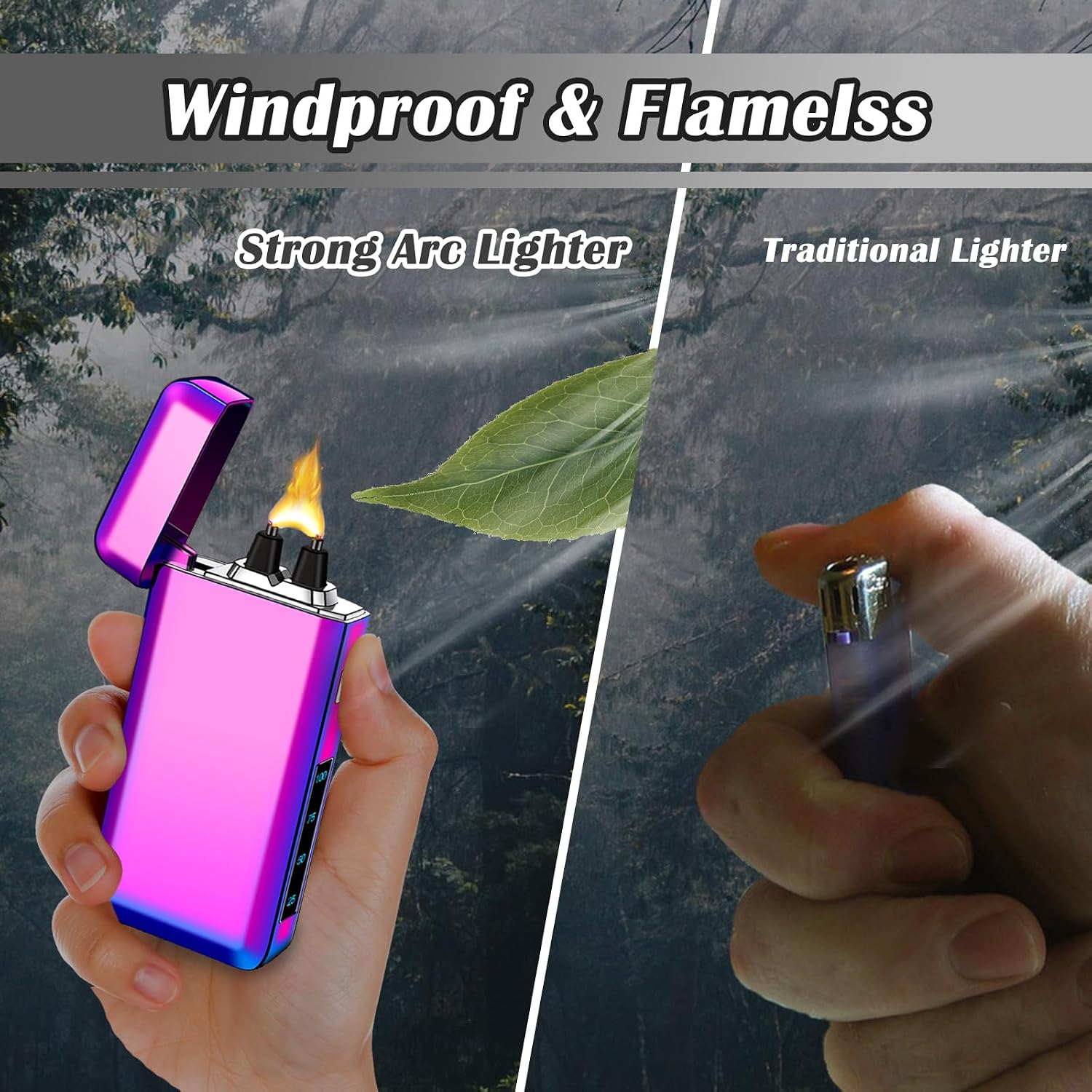 SKRFIRE Plasma Lighters Rechargeable Dragon USB Lighters, Electric Lighter Windproof Electronic Arc Flame Lighter with LED Power Display for Candle, Incense, Gifts for Men, Women (Color)