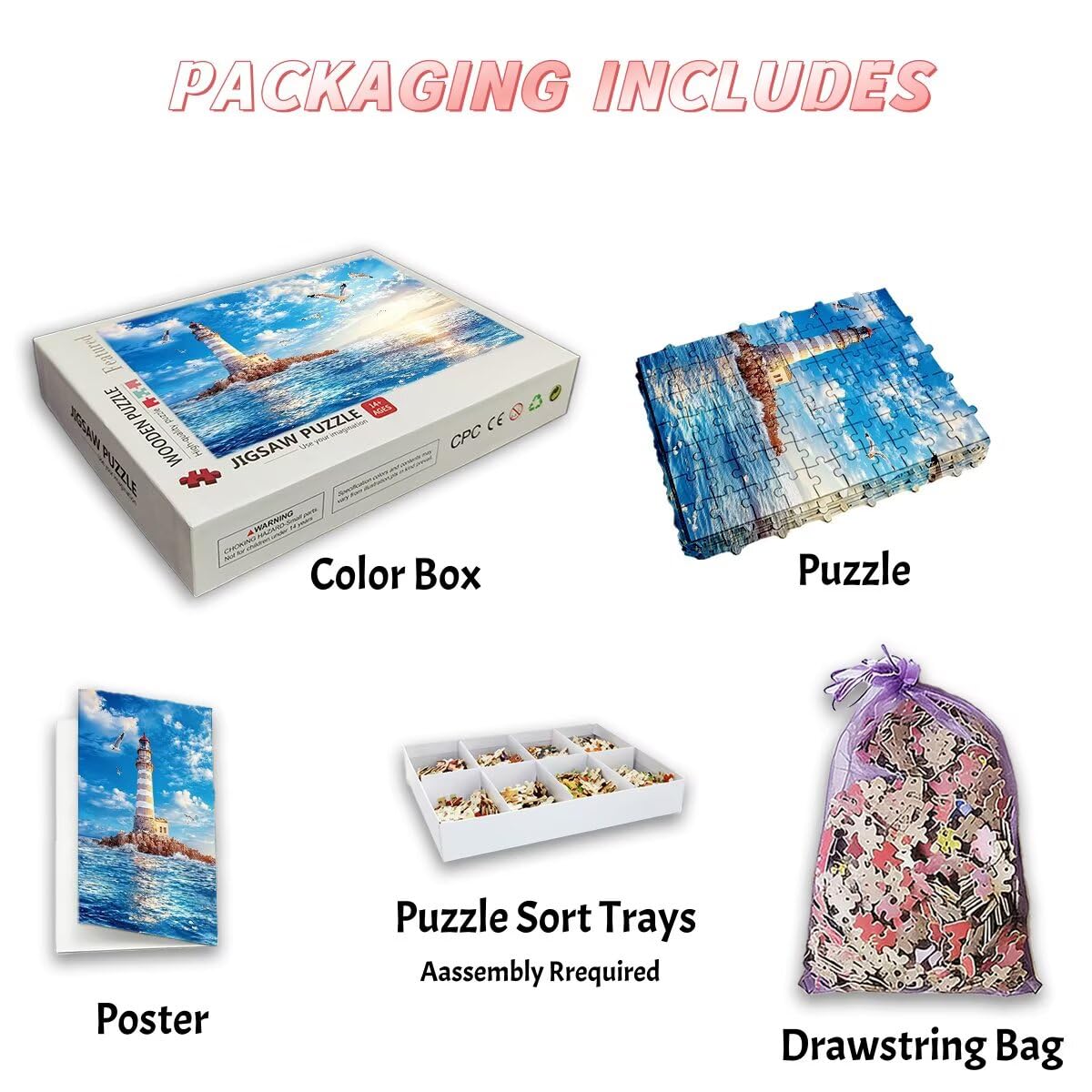 Puzzle 1500 Pezzi Oceano, Puzzle Faro per Adulti, Puzzles in Legno Intrattenimento Creativo, Divertimento, Puzzles Educativi Classici con Confezione di Alta Qualità Idea Regalo Donna, Decor Casa -2658