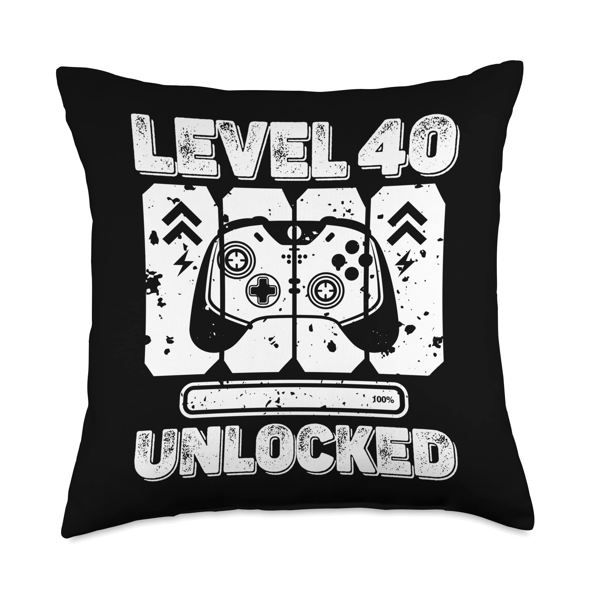 Level 40 Year Old Unlocked Birthday Gamer Maming 40th B-Day Throw Pillow, 18x18, Multicolor