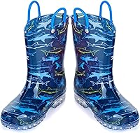 Vista 3 de HugRain - Botas de lluvia con luces para niños pequeños