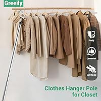 Vista 7 de Greeily Poste de gancho para ropa, gancho de alto alcance para colgar ropa, luz y plantas extensibles de 35 a 50 pulgadas, hecho de tubo de acero