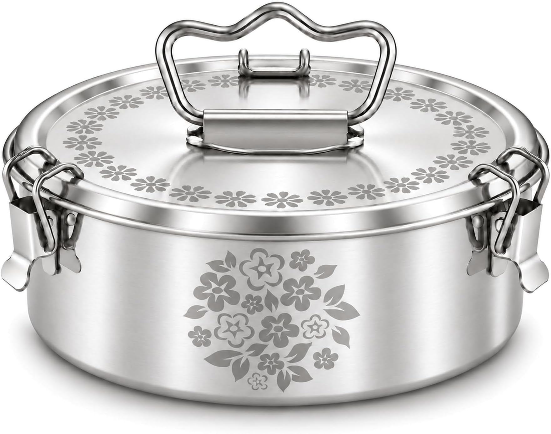 Stainless Steel Flanera (Laser Design), 8.6 x 8.6 x 3.5 Inches Flan Pan, Capacity 80 fl. oz, Compatible with Instant Pot 8qt, Molde Para Flan