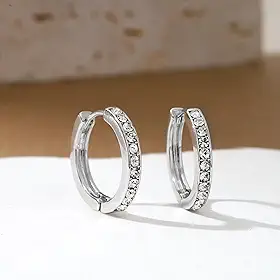 Brincos femininos de zircônia 925: argolas leves hipoalergênicas de ouro e prata, joias prateadas minimalistas para o dia a dia, brincos ajustáveis clássicos, One Size, Aço inoxidável, Zircônia Cúbica