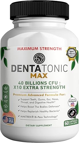 Miniatura 6 de Suplemento probiótico Denta Tonic Max, 40 mil millones de UFC, 60 cápsulas, apoya la salud oral y digestiva (5)