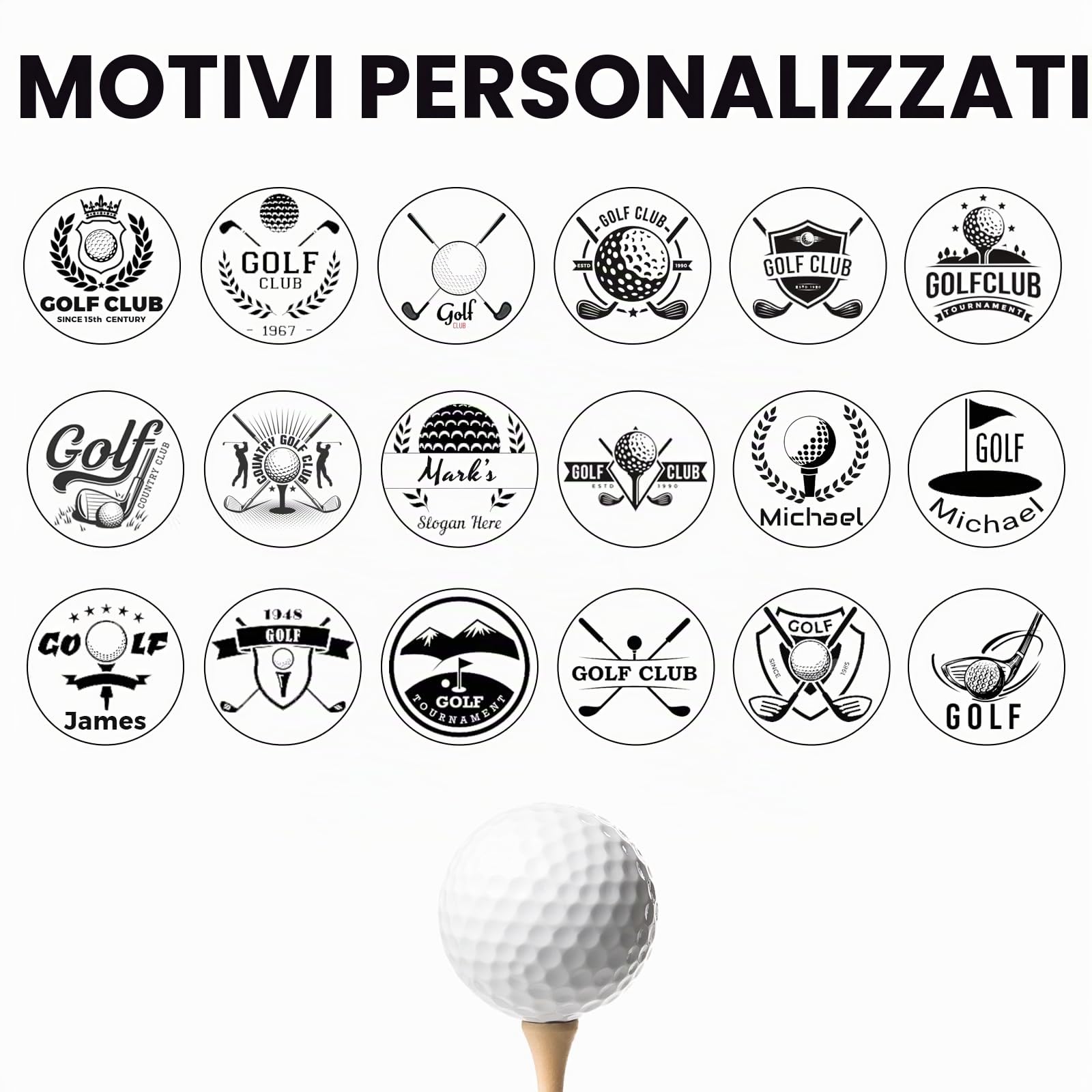 Timbro personalizzato per palline da golf, autoinchiostrante, impermeabile, marcatore da golf con monogramma | Design con logo personalizzato, alluminio resistente, inchiostro ricaricabile, regalo per